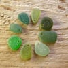 8 Natural sea glass beads, top drilled, supplies (8)