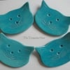 Quirky Ceramic turquoise cat trinket dish