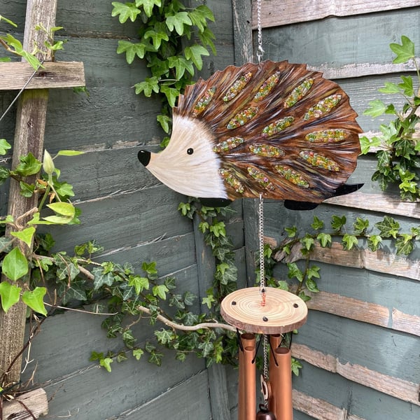 Hedgehog sun catcher and wind chime. Free shipping 