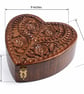 Hand Carved Heart Shaped Wooden Jewellery Box – Decorative Keepsake Storage 