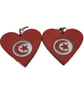 Tunisian flag earrings.Tunisia loveheart earrings,ethnic jewellery, cresent moon