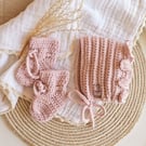 Gift Set Newborn Bonnet and Socks 100% Merino Wool
