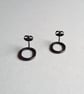 Oxidised Silver Oval Stud Earrings - Image 3