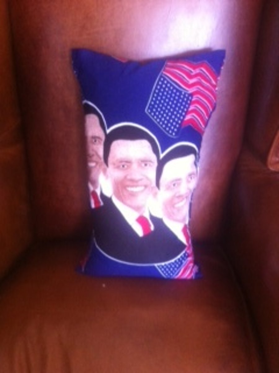 African Print Cushion -Barack Obama