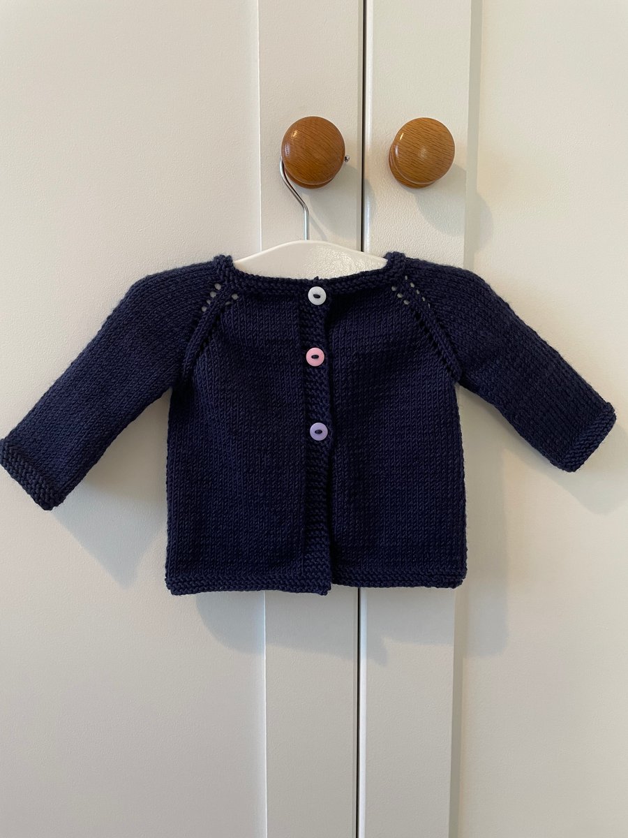 Baby Girl in Blue Cardigan - Size 0-3m