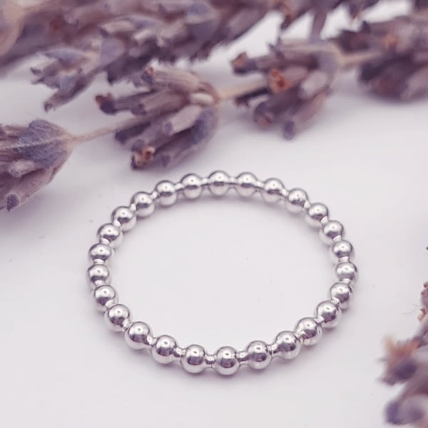 Sterling Silver Beaded Wire Ring 