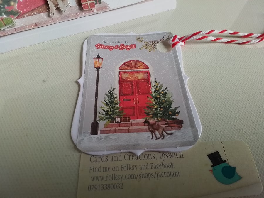 Christmas card and gift tag set. 3D Christmas card. Handmade Christmas card. 929