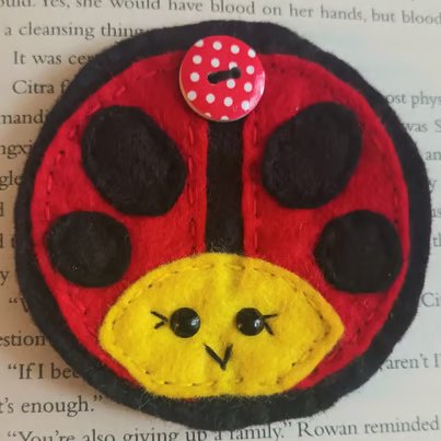 'Ladybird' bookmark hand sewn in wool blend felt.