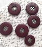 Burgundy and silver 4-hole flat buttons, vintage buttons - Image 3