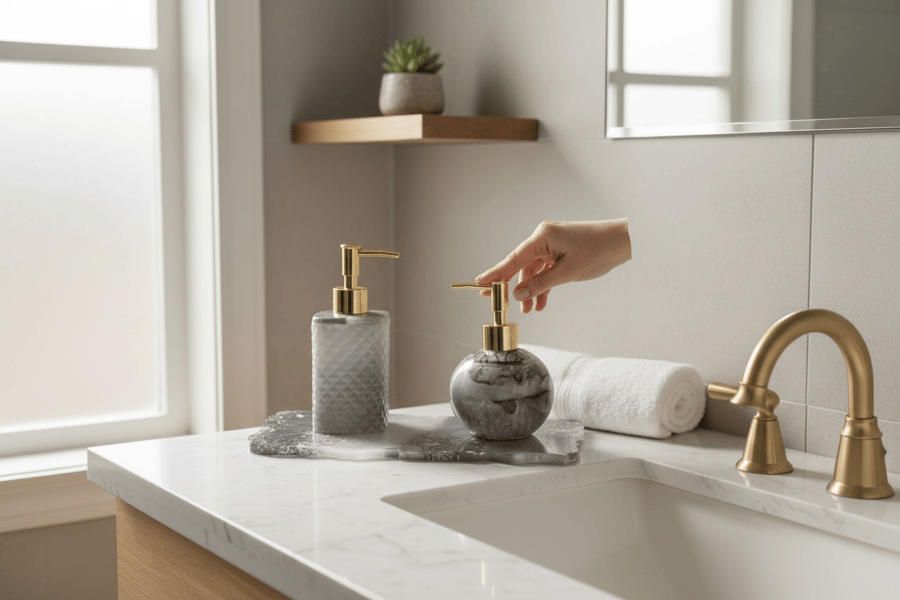 Handcrafted soap dispenser