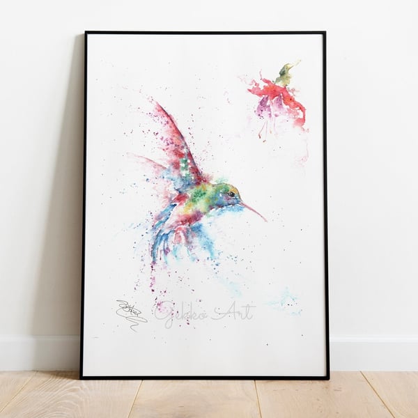 Hummingbird Jewels No2. Fine Art Giclee Print, from an Original Watercolour 