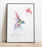 Hummingbird Jewels No2. Fine Art Giclee Print, from an Original Watercolour 