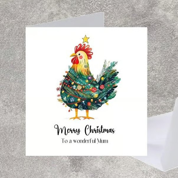 Turkey Christmas Card Merry Christmas Nan Grandad Mum Daughter Granddaughter