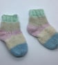 Hand Knit Baby Socks  0-3 months Pastel stripes - Image 1