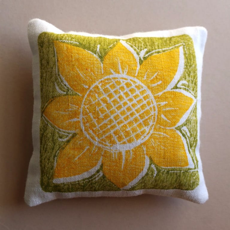 Handprinted Sunflower Lavender Bag