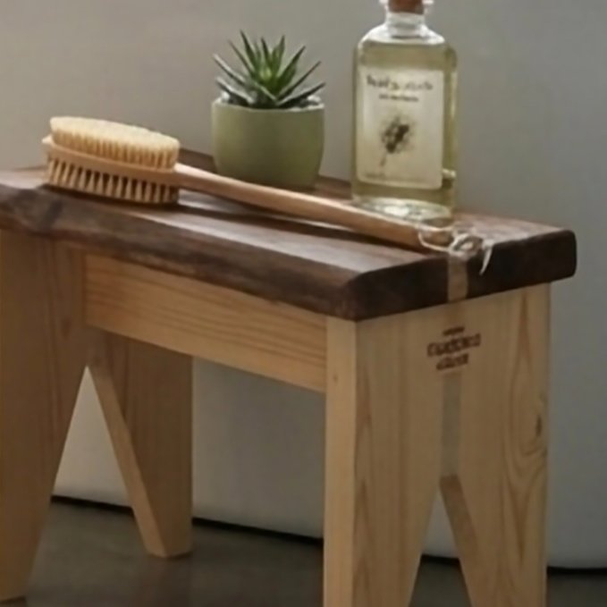  Artisan Wood Stool - Live-Edge Side Table - Hand-Carved Japandi