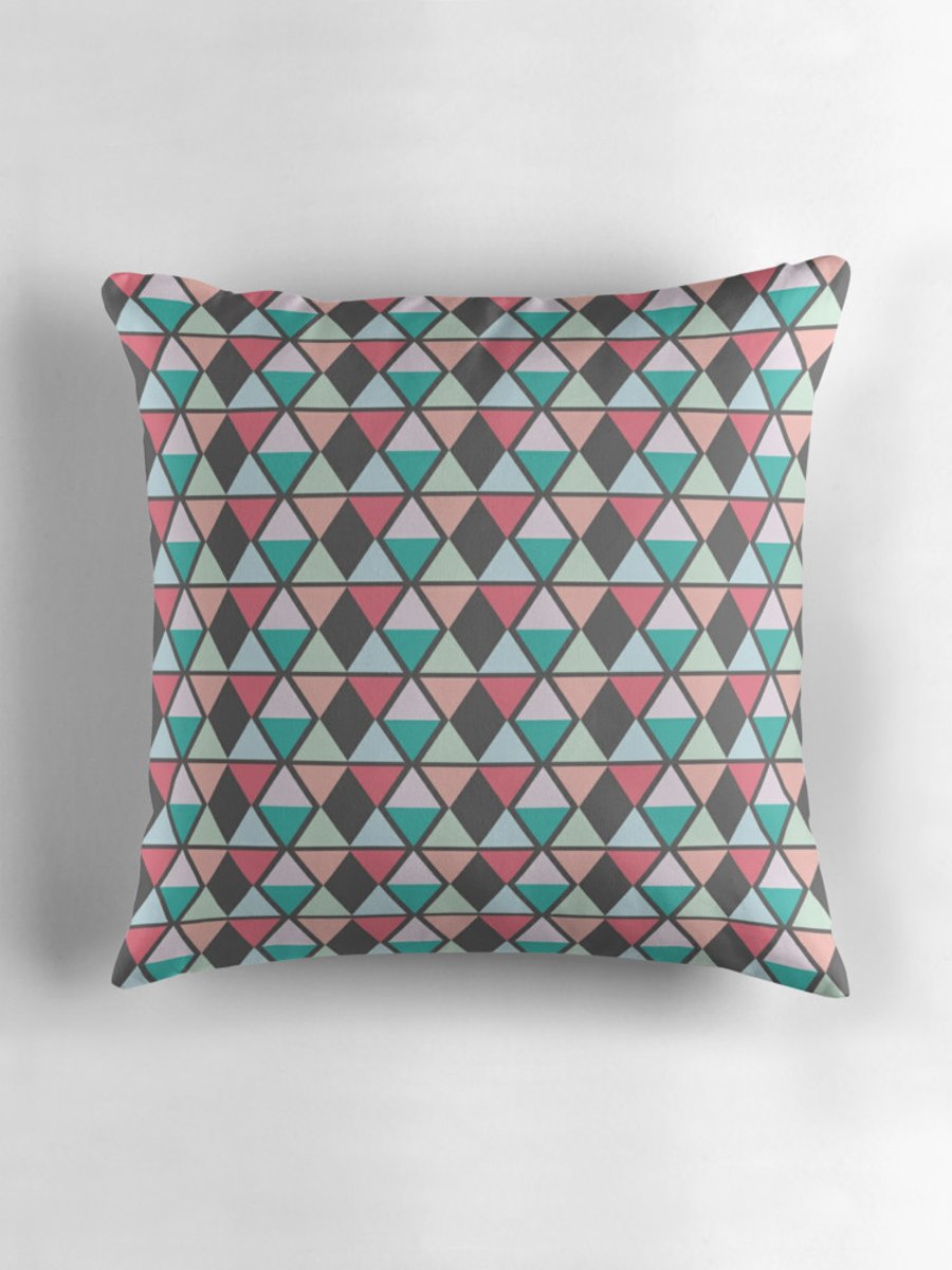 Grey and Pastel Diamond Cushion Cover 16 inch