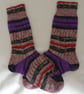Hand-cranked Knitted Ribbed Wool Socks Size 4 to 5 - Image 4