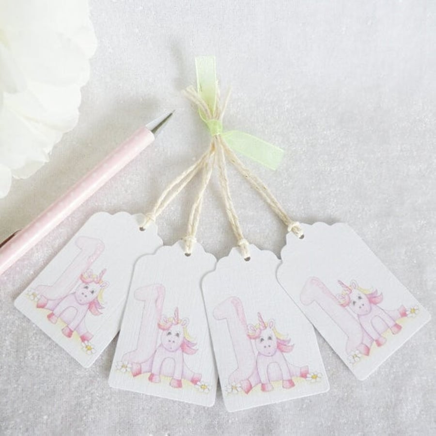 Unicorn 1st Birthday Gift Tags - set of 4 tags