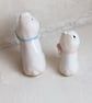 White bunny rabbit with pink poppy flower ceramic figurine  - Image 5