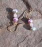 Pink and Grey Pearl Earrings with Lilac Swarovski Beads - 14k Gold Filled Hooks - Image 6
