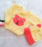 Hand Knitted Novelty Chunky Jumper with Teddy Bear Motif and Matching Hat