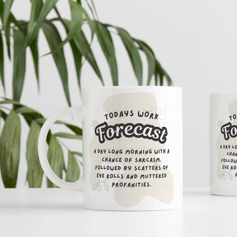 Work Forecast - Splodge Mug: Office Humour Coffee Cup, Funny Joke Work Mug, Gift