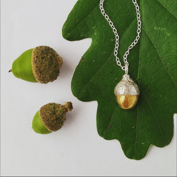 Little Golden Acorn silver and gold necklace 