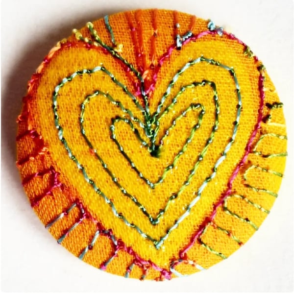 Buttons 1 inch button Hand Dyed Silks and Cottons Free Machine Embroidery Button