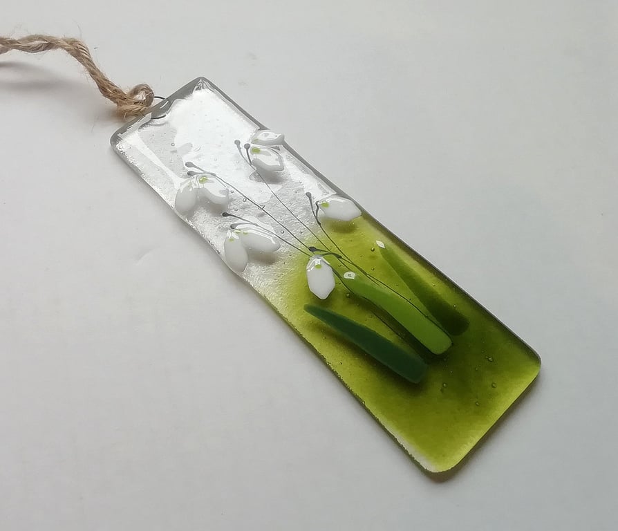 Fused Glass Snowdrop Suncatcher: Handmade Floral Window Hanger