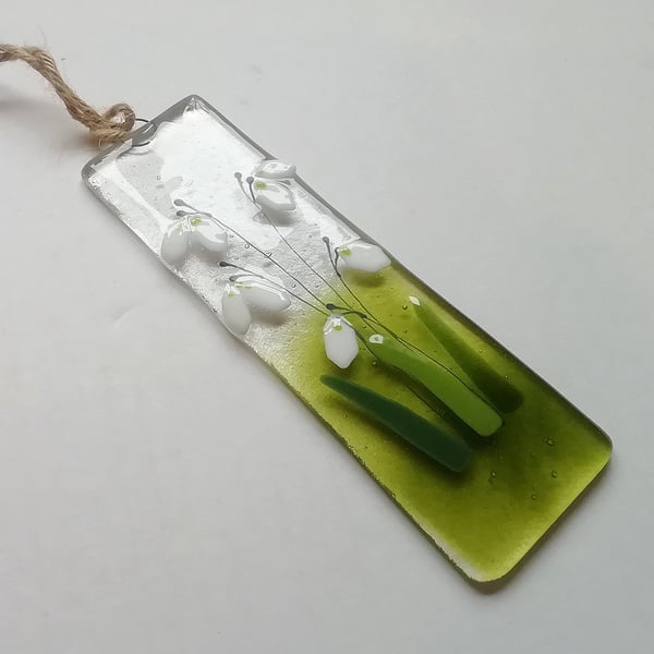 Fused Glass Snowdrop Suncatcher: Handmade Floral Window Hanger