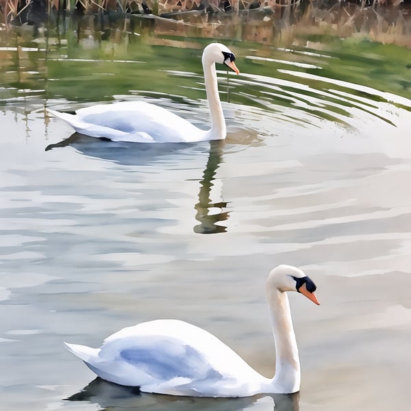 Swans Norfolk Creek Blank Greeting Card A5