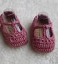 Baby Shoes - T-Strap Traditional Style - Dark Pink - Sizes Newborn to 12 Months