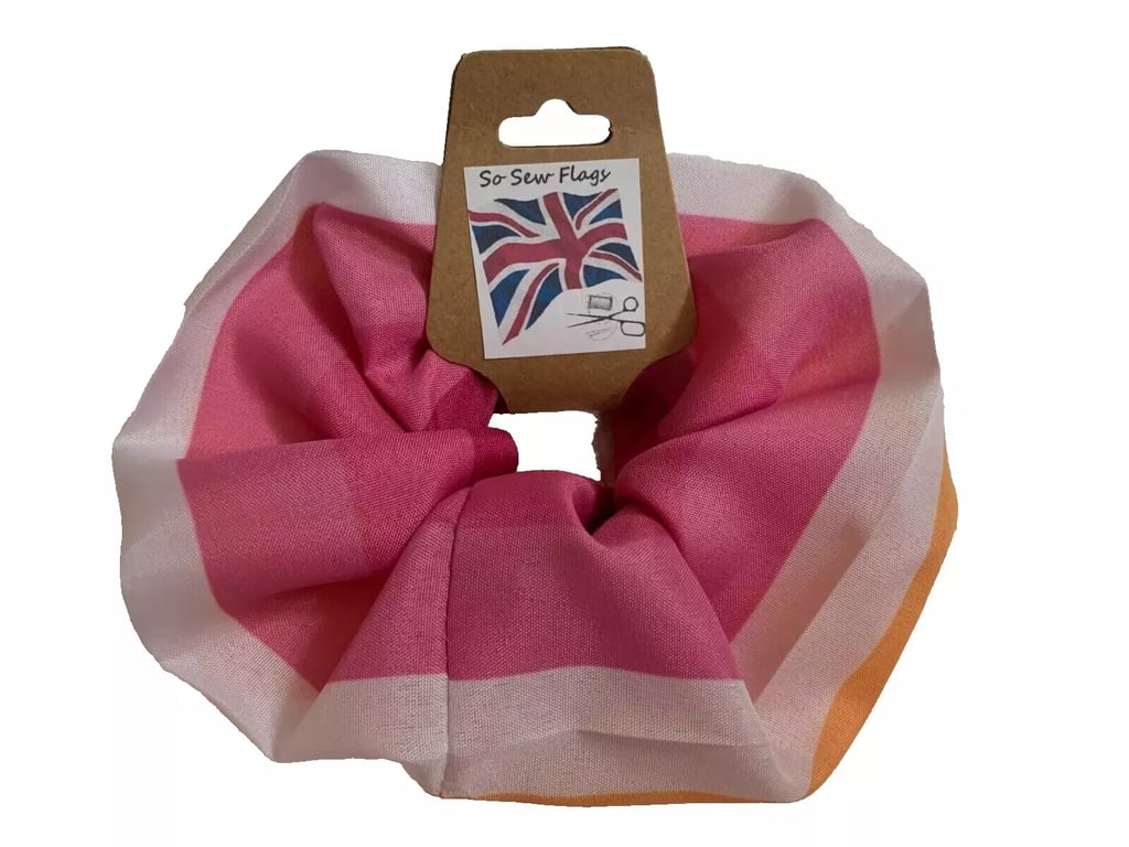 Lesbian Sunset Stripe Flag Hair Scrunchie Scrunchies Accessory Band Elastic