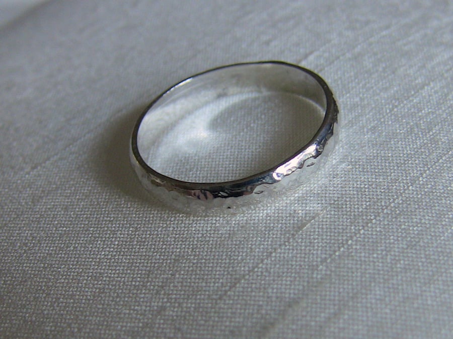 Hammered sterling silver ring  R56