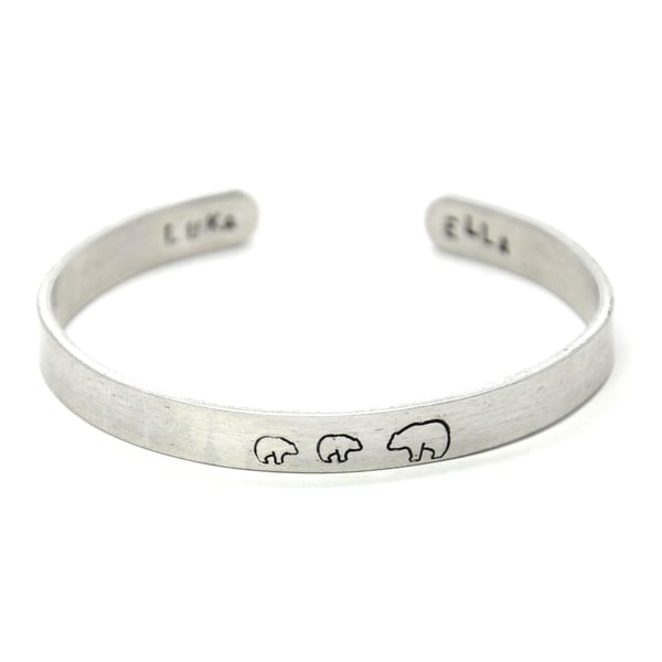 Personalised polar bear bangle - mother & child gift