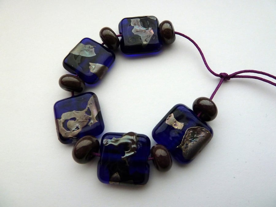 blue shard lampwork glass beads