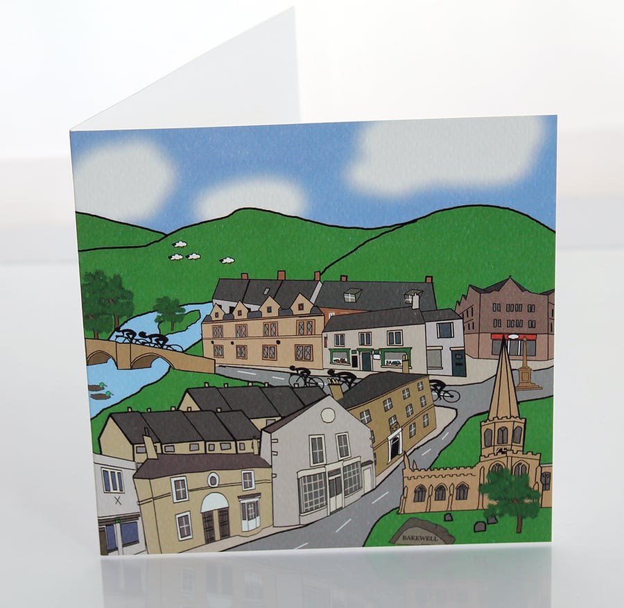 Bakewell cyclist greeting card