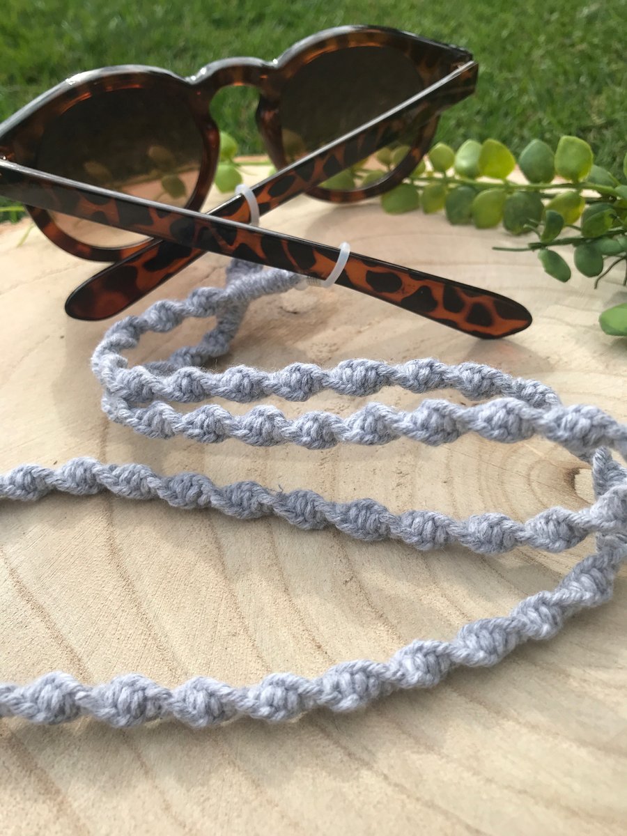 Light grey sunglasses chain, boho fashion accessories, glasses chain