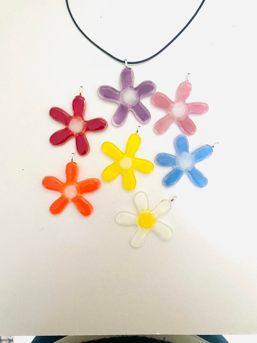 Fused Glass Flower Pendent 