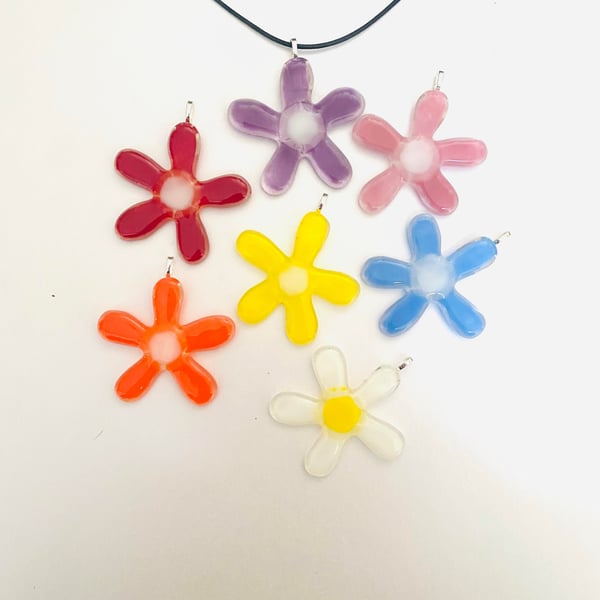 Fused Glass Flower Pendent 