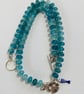 Teal cracked glass rondelle beaded necklace  - Image 3