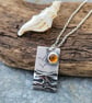 Silver mountains, landscape pendant with amber sun  - Image 2