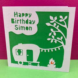 Caravan Birthday Card - Personalised