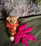 Ted, a collectable jointed bear, an Autumnal silk leaf.  - Image 9