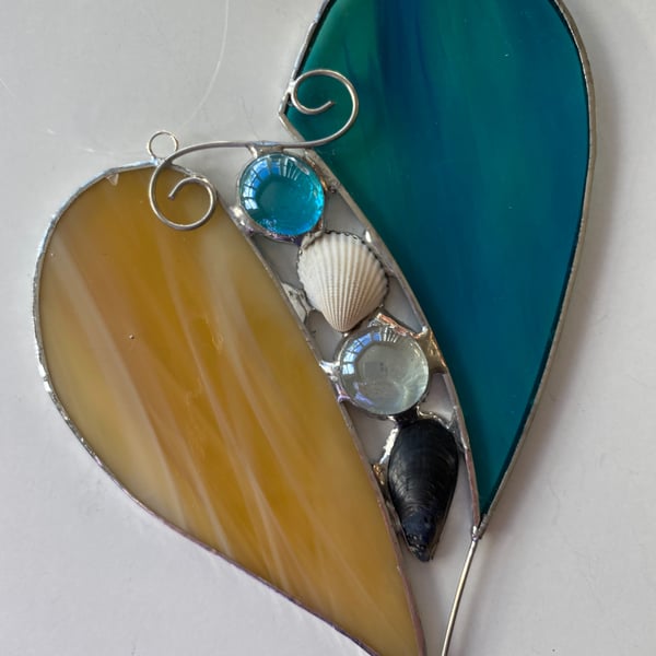 Stained Glass Shell Heart