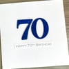 Handmade 70th birthday card - personalised with any age and message