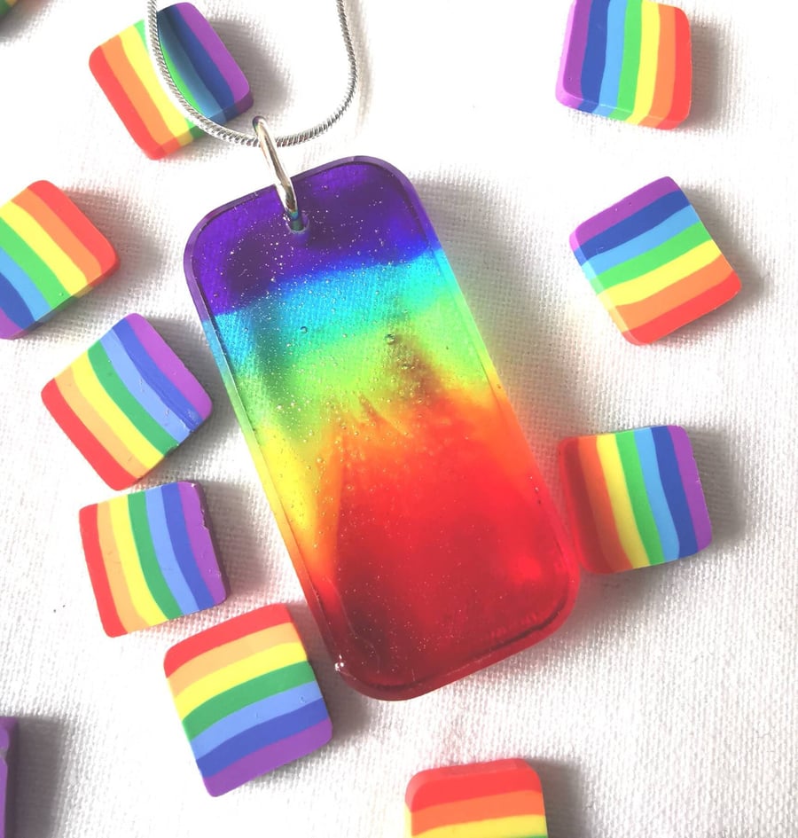 Rainbow Resin Pendant