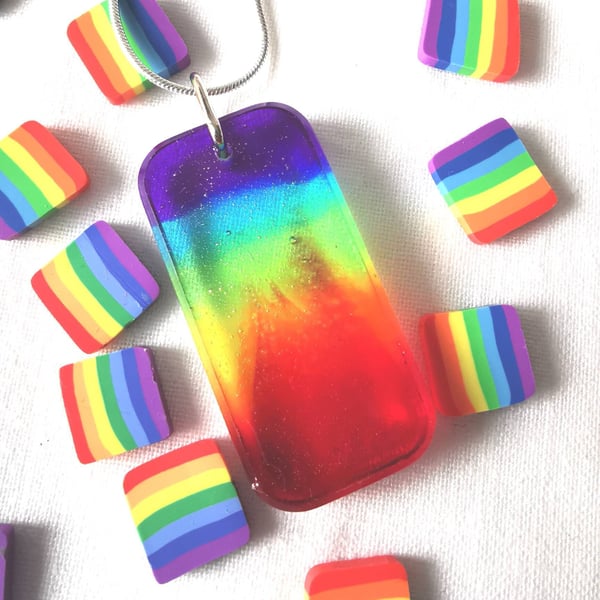 Rainbow Resin Pendant