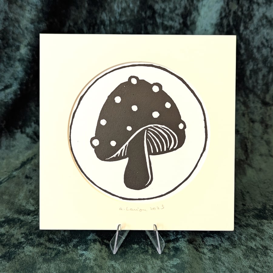 Toadstool Linocut Print